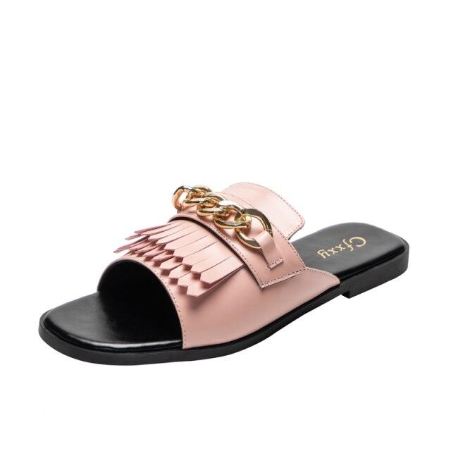 Summer New Women Slippers Open-Toe Flat Slippers Fashion Buckle Beach Slides Casual Flip Flops Women Shoes Slip On Comfortable Pointed Toe Loafers Women Luxury Black Sandals Stevvex