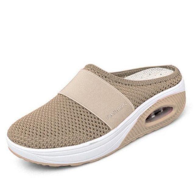 Summer Sandals Fashion Platform Slippers Outdoor Casual Flip Flops Comfy Slippers Women Flats Mesh Shoes Casual Air Cushion Platform Mesh Mules Sneaker Sandals For Female Lightweight Beach Shoes Outdoor Slippers Stevvex