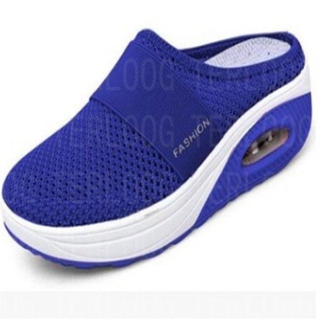 Summer Sandals Fashion Platform Slippers Outdoor Casual Flip Flops Comfy Slippers Women Flats Mesh Shoes Casual Air Cushion Platform Mesh Mules Sneaker Sandals For Female Lightweight Beach Shoes Outdoor Slippers Stevvex