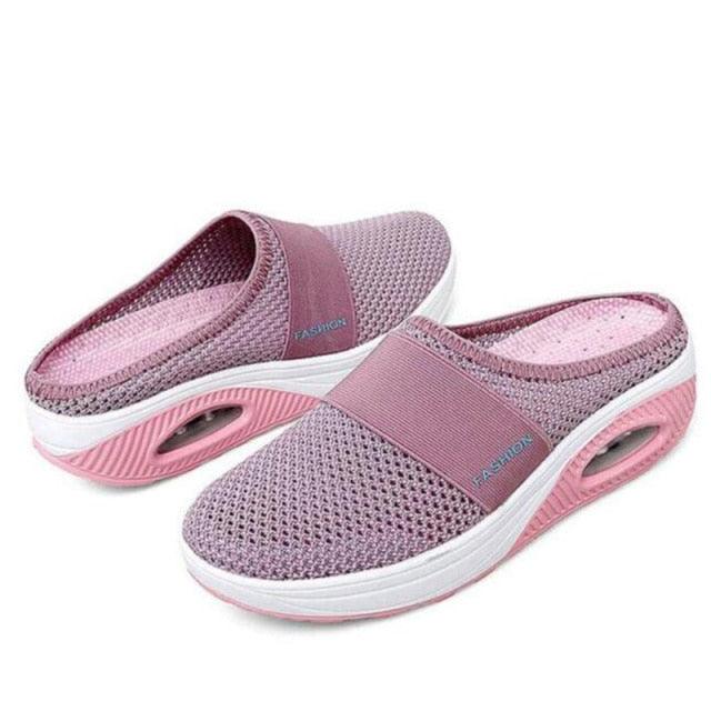 Summer Sandals Fashion Platform Slippers Outdoor Casual Flip Flops Comfy Slippers Women Flats Mesh Shoes Casual Air Cushion Platform Mesh Mules Sneaker Sandals For Female Lightweight Beach Shoes Outdoor Slippers Stevvex