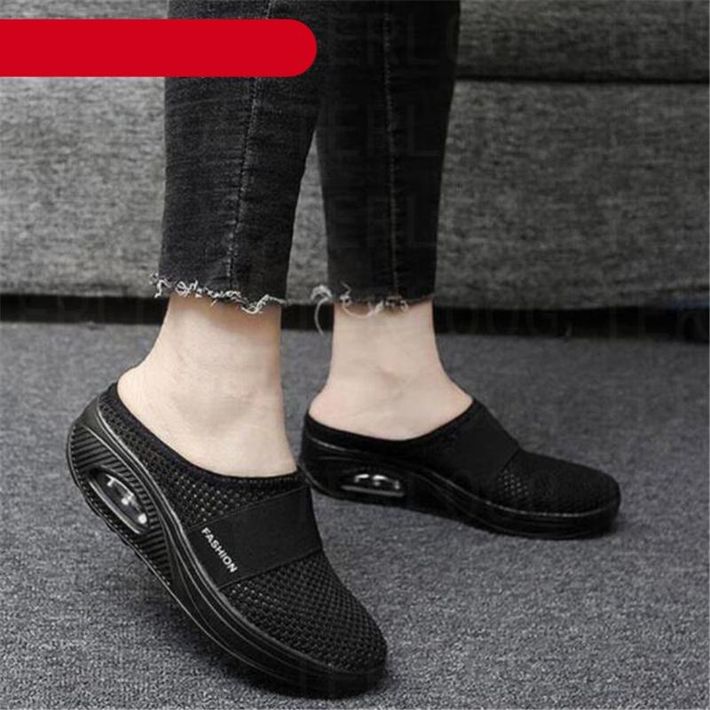 Summer Sandals Fashion Platform Slippers Outdoor Casual Flip Flops Comfy Slippers Women Flats Mesh Shoes Casual Air Cushion Platform Mesh Mules Sneaker Sandals For Female Lightweight Beach Shoes Outdoor Slippers Stevvex