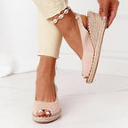 Summer Sandals Women Platform Shoes Candy Color Casual Girls Slip On Strap Cross Platform Espadrille Open Toe High Heel Sandals With Ankle Strap Buckle Up Shoes