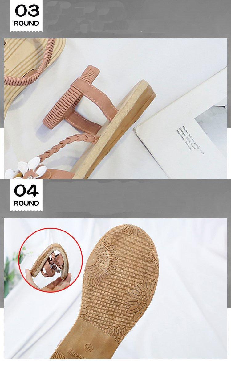 Summer Shoes Woman Sandals Elastic Ankle Strap Flat Sandals Flowers Beach Ankle Strap Sandals Slip On Flat Sandal Elastic Comfort Summer Shoes Comfortable Quick-Drying Casual Sandal Stevvex