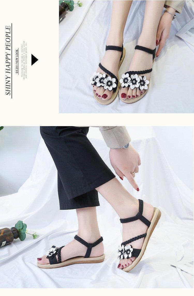 Summer Shoes Woman Sandals Elastic Ankle Strap Flat Sandals Flowers Beach Ankle Strap Sandals Slip On Flat Sandal Elastic Comfort Summer Shoes Comfortable Quick-Drying Casual Sandal Stevvex