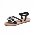 Summer Shoes Woman Sandals Elastic Ankle Strap Flat Sandals Flowers Beach Ankle Strap Sandals Slip On Flat Sandal Elastic Comfort Summer Shoes Comfortable Quick-Drying Casual Sandal Stevvex