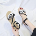 Summer Shoes Woman Sandals Elastic Ankle Strap Flat Sandals Flowers Beach Ankle Strap Sandals Slip On Flat Sandal Elastic Comfort Summer Shoes Comfortable Quick-Drying Casual Sandal Stevvex