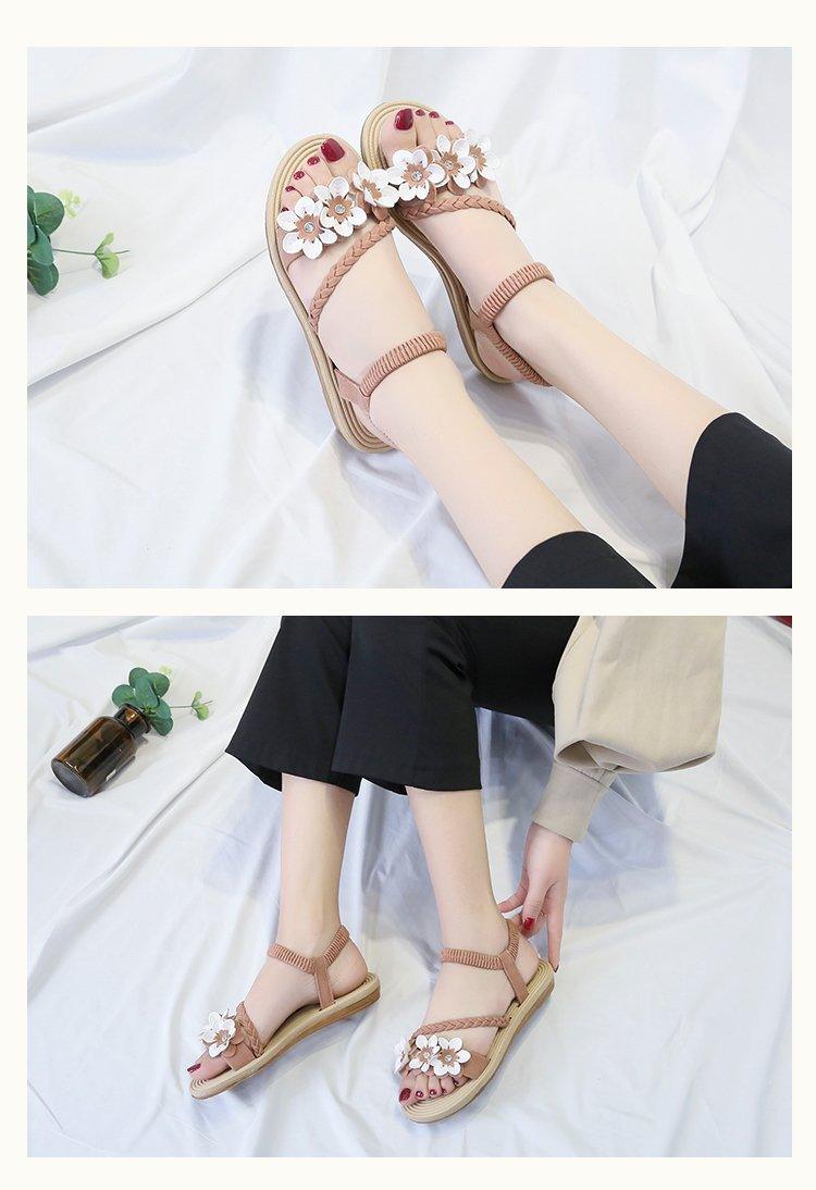 Summer Shoes Woman Sandals Elastic Ankle Strap Flat Sandals Flowers Beach Ankle Strap Sandals Slip On Flat Sandal Elastic Comfort Summer Shoes Comfortable Quick-Drying Casual Sandal Stevvex