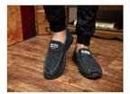 Summer Slip On Men's Casual Shoes Rubber Solid Mens Canvas Shoes Lightweight Waterproof Flat Casual Sneakers Loafer Shoes Casual Canvas Indoor Loafers