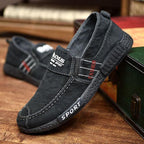 Summer Slip On Men's Casual Shoes Rubber Solid Mens Canvas Shoes Lightweight Waterproof Flat Casual Sneakers Loafer Shoes Casual Canvas Indoor Loafers