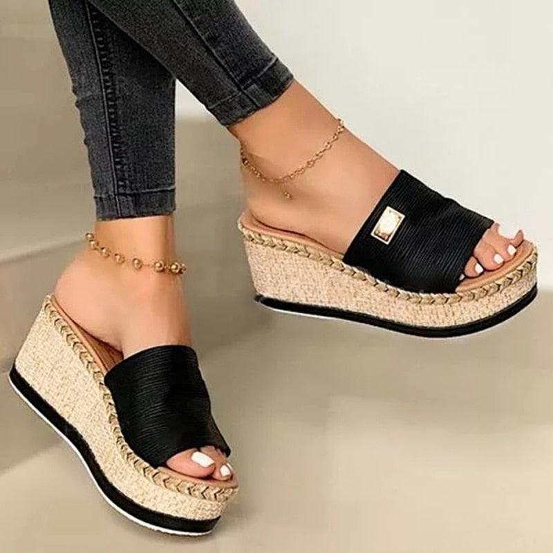 Summer Slippers Women Platform Slipper Fashion High Heeled Shoes Outdoor Beach Sandals For Women Platform Sandals Open Toe Elegant Heels Casual Summer Sandals Stevvex
