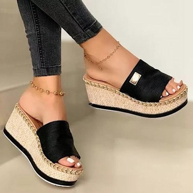 Summer Slippers Women Platform Slipper Fashion High Heeled Shoes Outdoor Beach Sandals For Women Platform Sandals Open Toe Elegant Heels Casual Summer Sandals Stevvex