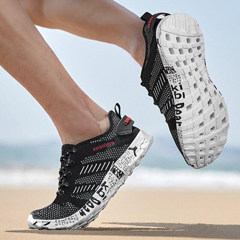Summer Sport Mens Casual Workout Shoes Air Mesh Sneakers Fashion Foam Footwear Black Beach Water Fisherman Breathable Men Jogging Tennis Sport Sneakers Stevvex