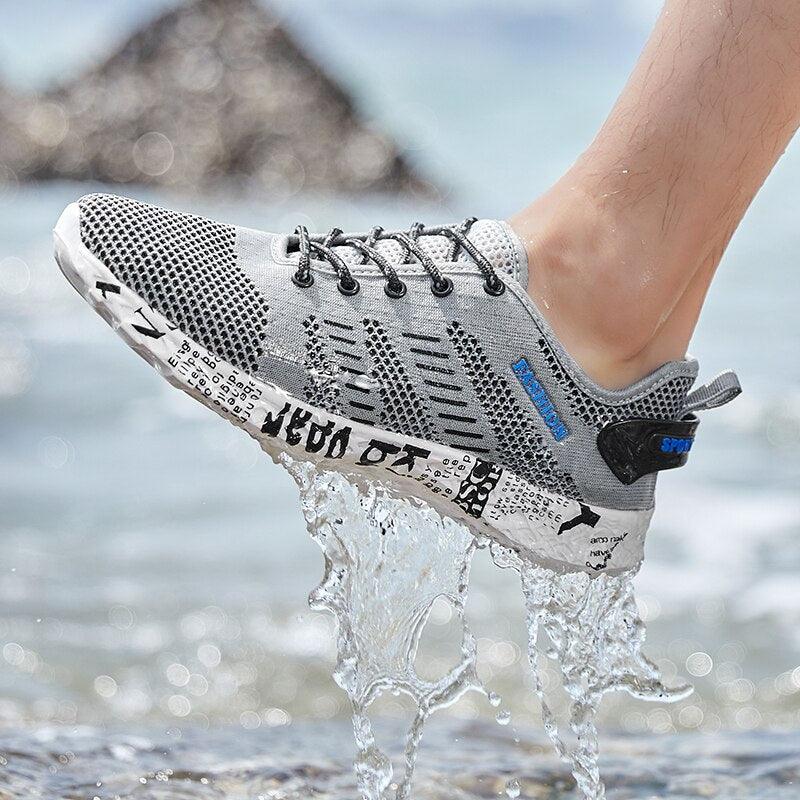 Summer Sport Mens Casual Workout Shoes Air Mesh Sneakers Fashion Foam Footwear Black Beach Water Fisherman Breathable Men Jogging Tennis Sport Sneakers Stevvex