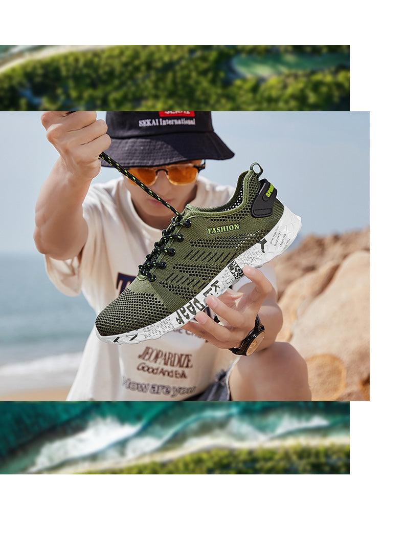 Summer Sport Mens Casual Workout Shoes Air Mesh Sneakers Fashion Foam Footwear Black Beach Water Fisherman Breathable Men Jogging Tennis Sport Sneakers Stevvex