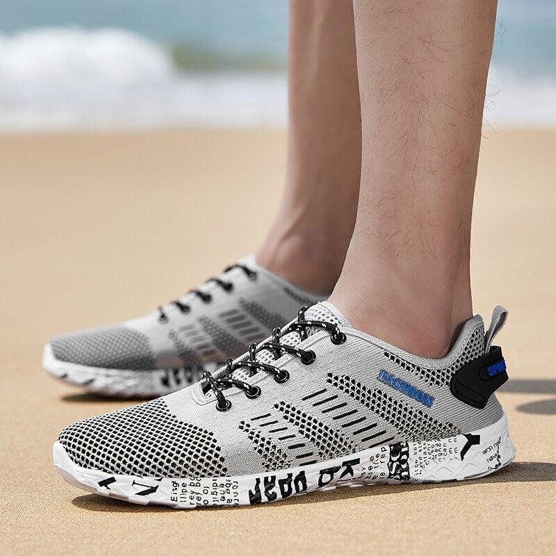 Summer Sport Mens Casual Workout Shoes Air Mesh Sneakers Fashion Foam Footwear Black Beach Water Fisherman Breathable Men Jogging Tennis Sport Sneakers Stevvex