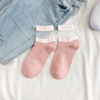 Summer Transparent Letter Patterned Socks Women Hollow Out Cotton Short Socks Thin Casual Ankle Socks Made Of Breathable Cotton Boat Socks For Women Stevvex