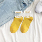 Summer Transparent Letter Patterned Socks Women Hollow Out Cotton Short Socks Thin Casual Ankle Socks Made Of Breathable Cotton Boat Socks For Women Stevvex