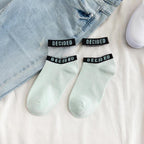 Summer Transparent Letter Patterned Socks Women Hollow Out Cotton Short Socks Thin Casual Ankle Socks Made Of Breathable Cotton Boat Socks For Women Stevvex