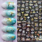 Summer Tropical Beach Coconut Tree Slippers 3D Nail Sticker Leaves Shell Transfer Decals Slider Decoration Manicures  Tip Water Transfer Nail Decals Sticker For Pretty Girl Self-Adhesive Nail Decals Designer Nail Stickers for Acrylic Stevvex