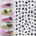 Summer Tropical Beach Coconut Tree Slippers 3D Nail Sticker Leaves Shell Transfer Decals Slider Decoration Manicures  Tip Water Transfer Nail Decals Sticker For Pretty Girl Self-Adhesive Nail Decals Designer Nail Stickers for Acrylic Stevvex