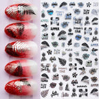 Summer Tropical Beach Coconut Tree Slippers 3D Nail Sticker Leaves Shell Transfer Decals Slider Decoration Manicures  Tip Water Transfer Nail Decals Sticker For Pretty Girl Self-Adhesive Nail Decals Designer Nail Stickers for Acrylic Stevvex