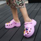 Summer Women Clogs Platform Garden Sandals Fruit Slippers Slip On Beach Shoes Fashion Slides Platform Clogs Beach Sandals Slippers For Women
