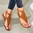Summer Women's Sandals Fashion Fat Bottom Female Clip Toe Shoes Outdoor Beach Sandal Flat Sandal Ankle Strap Open Toe Breathable Summer Sandals Adjustable Buckle Strap Women Sandals