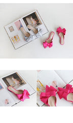 Summer Women's Shoes Silk Satin Trendy Slippers Flat Heel Women's Shoes Silk Satin Pointed Bow Tie Flat Heel Outdoor Sandals Slides Party Sandals Casual Shoes Summer Low Heeled Stevvex