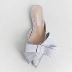 Summer Women's Shoes Silk Satin Trendy Slippers Flat Heel Women's Shoes Silk Satin Pointed Bow Tie Flat Heel Outdoor Sandals Slides Party Sandals Casual Shoes Summer Low Heeled Stevvex