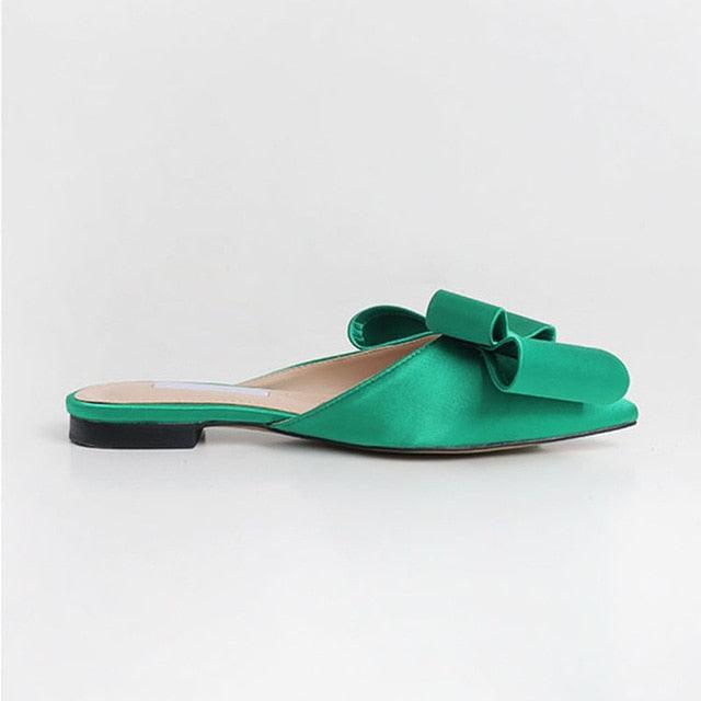 Summer Women's Shoes Silk Satin Trendy Slippers Flat Heel Women's Shoes Silk Satin Pointed Bow Tie Flat Heel Outdoor Sandals Slides Party Sandals Casual Shoes Summer Low Heeled Stevvex