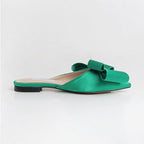 Summer Women's Shoes Silk Satin Trendy Slippers Flat Heel Women's Shoes Silk Satin Pointed Bow Tie Flat Heel Outdoor Sandals Slides Party Sandals Casual Shoes Summer Low Heeled Stevvex