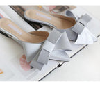 Summer Women's Shoes Silk Satin Trendy Slippers Flat Heel Women's Shoes Silk Satin Pointed Bow Tie Flat Heel Outdoor Sandals Slides Party Sandals Casual Shoes Summer Low Heeled Stevvex