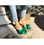 Summer Women's Shoes Silk Satin Trendy Slippers Flat Heel Women's Shoes Silk Satin Pointed Bow Tie Flat Heel Outdoor Sandals Slides Party Sandals Casual Shoes Summer Low Heeled Stevvex