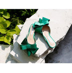 Summer Women's Shoes Silk Satin Trendy Slippers Flat Heel Women's Shoes Silk Satin Pointed Bow Tie Flat Heel Outdoor Sandals Slides Party Sandals Casual Shoes Summer Low Heeled Stevvex