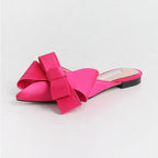 Summer Women's Shoes Silk Satin Trendy Slippers Flat Heel Women's Shoes Silk Satin Pointed Bow Tie Flat Heel Outdoor Sandals Slides Party Sandals Casual Shoes Summer Low Heeled Stevvex