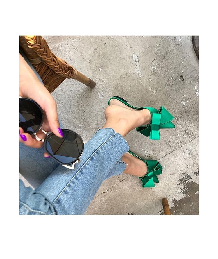 Summer Women's Shoes Silk Satin Trendy Slippers Flat Heel Women's Shoes Silk Satin Pointed Bow Tie Flat Heel Outdoor Sandals Slides Party Sandals Casual Shoes Summer Low Heeled Stevvex