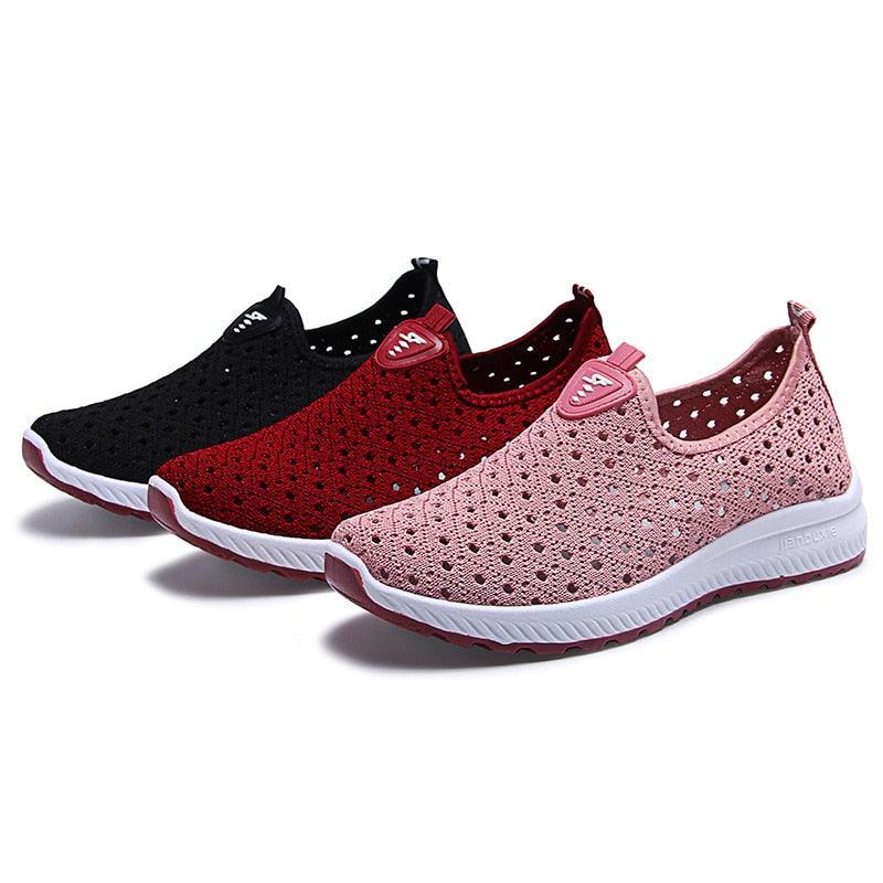 Summer Women's Sports Espadrilles Fashion Breathable Slip On Sneakers For Women Lightweight Walking Shoes Comfortable Elegant Shoes Non Slip Mesh Elegant Design Stevvex