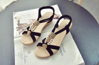 Summer Women Sandals Soft Comfortable Modern Shoes Flat Pearl Sandals Comfortable Ankle Strap Sandals Slip On Flat Sandal Elastic Comfort Summer Shoes Stevvex