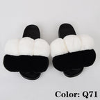 Summer Women Slippers Faux Fur Slides For Women Fluffy Slippers House Shoes Woman Slippers Open Toe Fuzzy Fur Slippers Girls Fluffy House Slides Outdoor Indoor Slippers