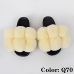 Summer Women Slippers Faux Fur Slides For Women Fluffy Slippers House Shoes Woman Slippers Open Toe Fuzzy Fur Slippers Girls Fluffy House Slides Outdoor Indoor Slippers
