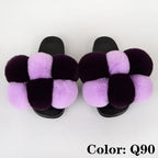 Summer Women Slippers Faux Fur Slides For Women Fluffy Slippers House Shoes Woman Slippers Open Toe Fuzzy Fur Slippers Girls Fluffy House Slides Outdoor Indoor Slippers