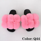 Summer Women Slippers Faux Fur Slides For Women Fluffy Slippers House Shoes Woman Slippers Open Toe Fuzzy Fur Slippers Girls Fluffy House Slides Outdoor Indoor Slippers