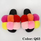 Summer Women Slippers Faux Fur Slides For Women Fluffy Slippers House Shoes Woman Slippers Open Toe Fuzzy Fur Slippers Girls Fluffy House Slides Outdoor Indoor Slippers