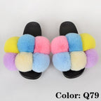 Summer Women Slippers Faux Fur Slides For Women Fluffy Slippers House Shoes Woman Slippers Open Toe Fuzzy Fur Slippers Girls Fluffy House Slides Outdoor Indoor Slippers