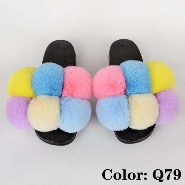 Summer Women Slippers Faux Fur Slides For Women Fluffy Slippers House Shoes Woman Slippers Open Toe Fuzzy Fur Slippers Girls Fluffy House Slides Outdoor Indoor Slippers