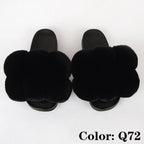 Summer Women Slippers Faux Fur Slides For Women Fluffy Slippers House Shoes Woman Slippers Open Toe Fuzzy Fur Slippers Girls Fluffy House Slides Outdoor Indoor Slippers
