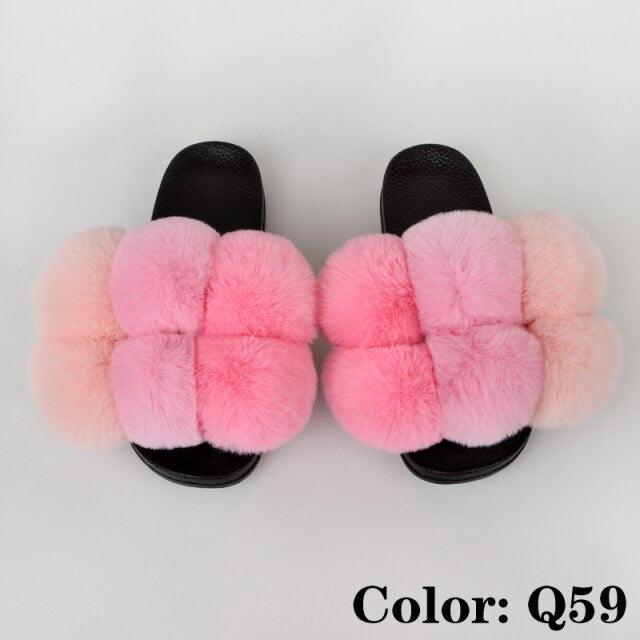 Summer Women Slippers Faux Fur Slides For Women Fluffy Slippers House Shoes Woman Slippers Open Toe Fuzzy Fur Slippers Girls Fluffy House Slides Outdoor Indoor Slippers