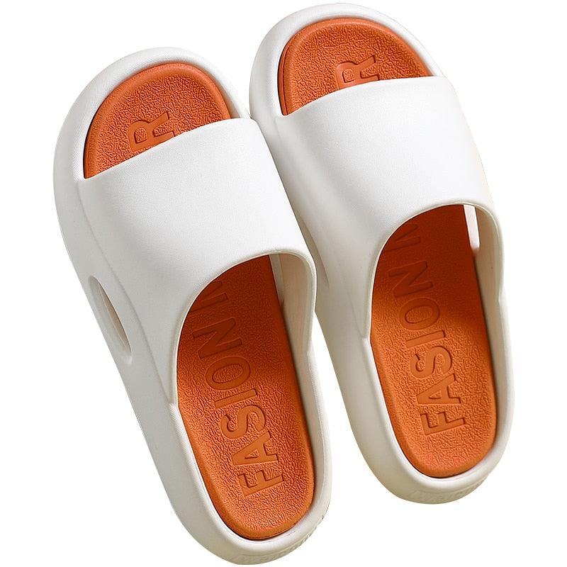 Summer Women Slippers Runway Shoes Outdoor Slides Men Flip Flops Thick Sole Non-slip Beach Pool Outdoor Slippers Anti-Slip Shower Spa Bath Pool Gym Slides Flip Flop Open Toe Comfortable Soft Sandals Casual Shoes Stevvex