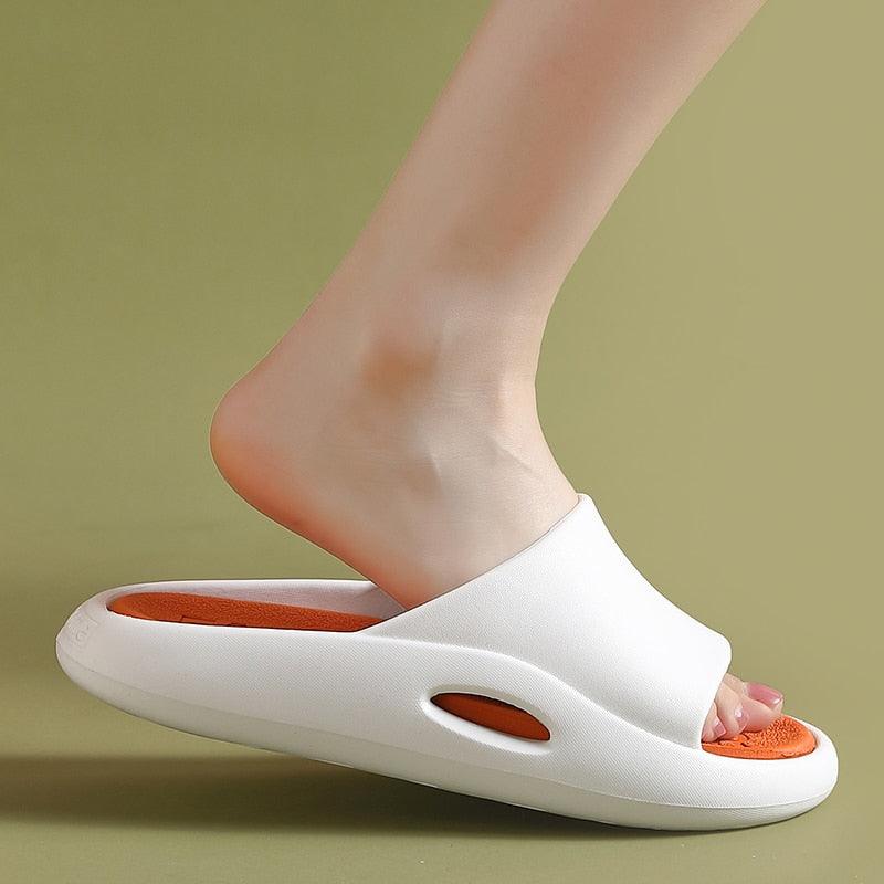Summer Women Slippers Runway Shoes Outdoor Slides Men Flip Flops Thick Sole Non-slip Beach Pool Outdoor Slippers Anti-Slip Shower Spa Bath Pool Gym Slides Flip Flop Open Toe Comfortable Soft Sandals Casual Shoes Stevvex