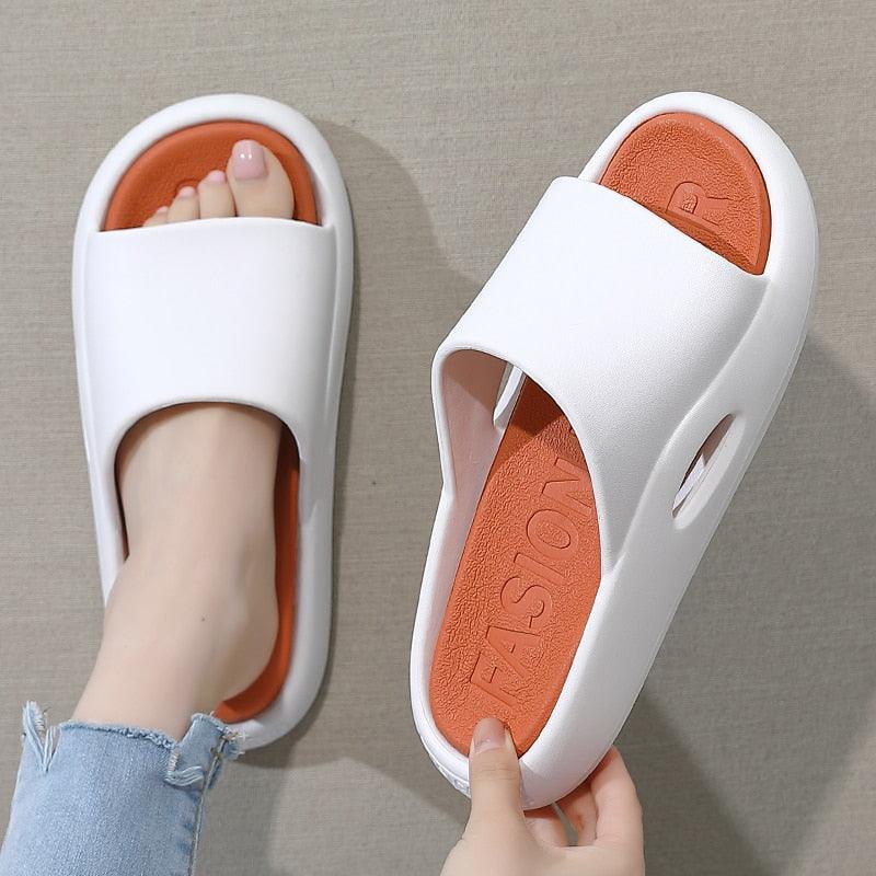 Summer Women Slippers Runway Shoes Outdoor Slides Men Flip Flops Thick Sole Non-slip Beach Pool Outdoor Slippers Anti-Slip Shower Spa Bath Pool Gym Slides Flip Flop Open Toe Comfortable Soft Sandals Casual Shoes Stevvex